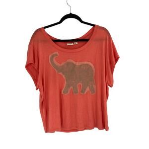 Cato Elephant Lace Peach Boho Boxy Stretch Soft Short Sleeve Top Women’s XL